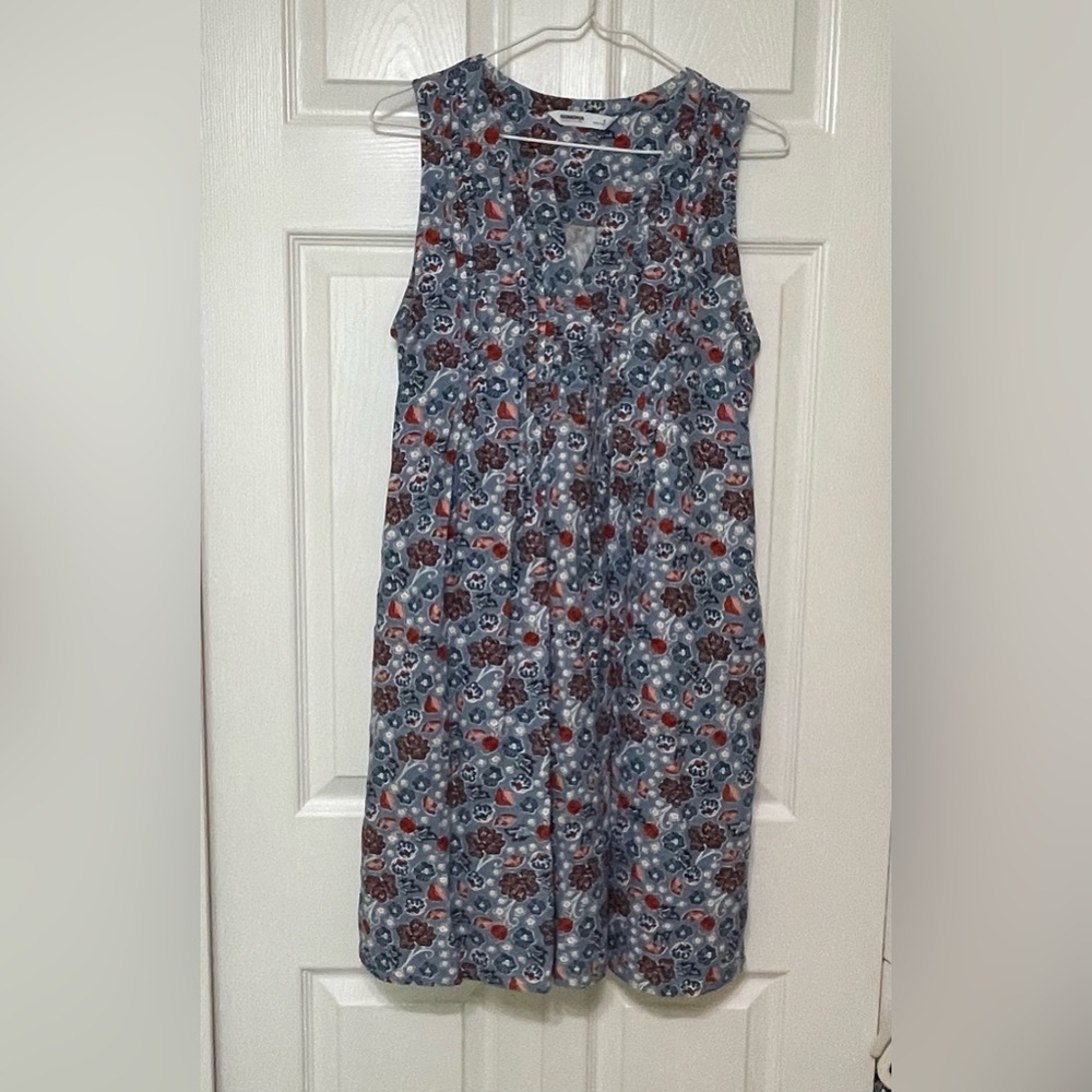 Sonoma Blue and Pink Sleeveless Midi Sundress
